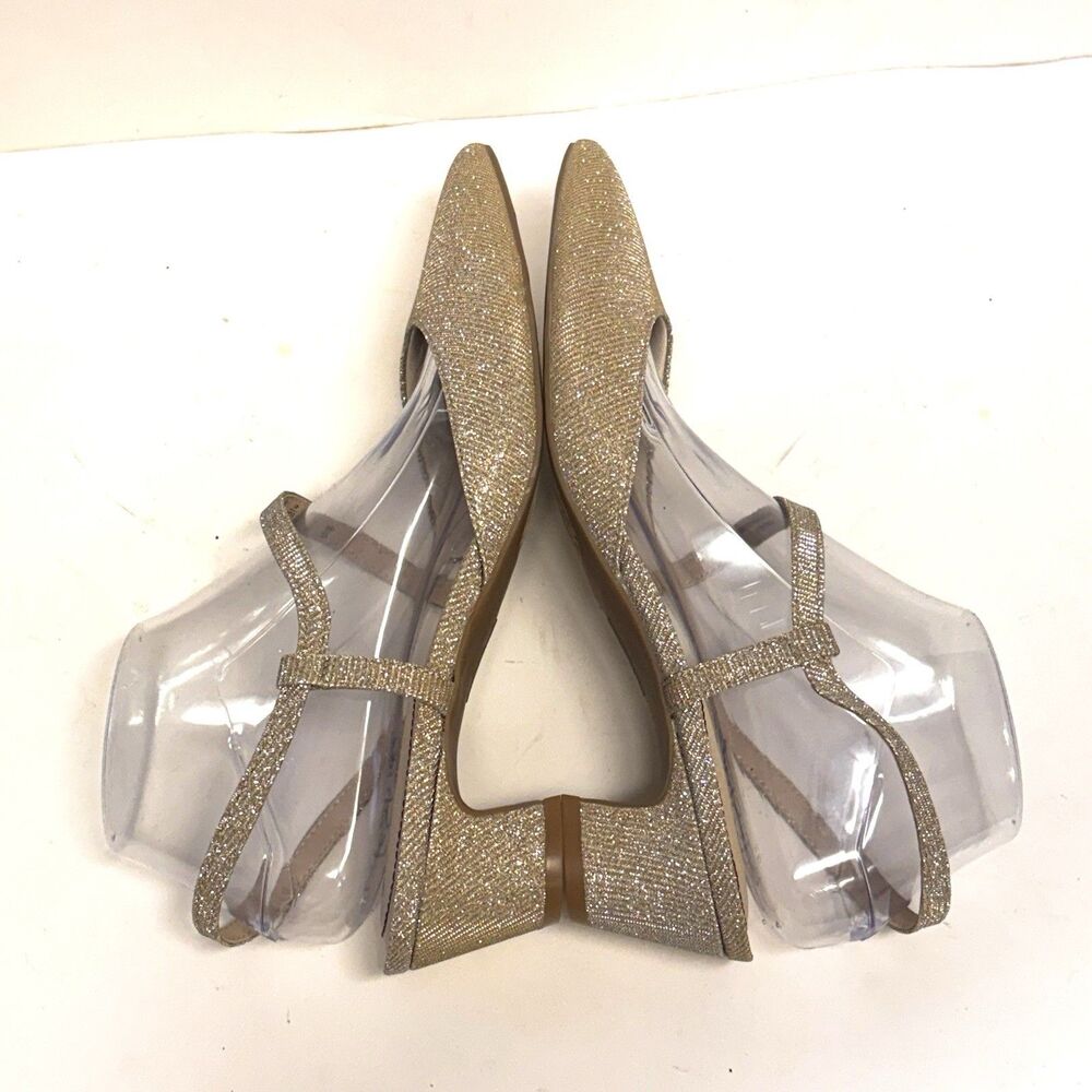 LifeStride Shoes Womens 10M Gold Minimalist Glitter Slingback Block Heels NEW - Picture 5 of 12